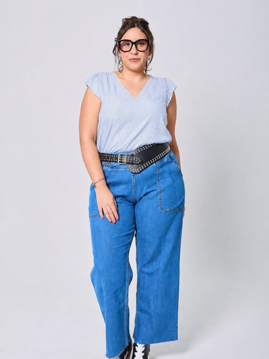 Blusa Beti Rayas celeste