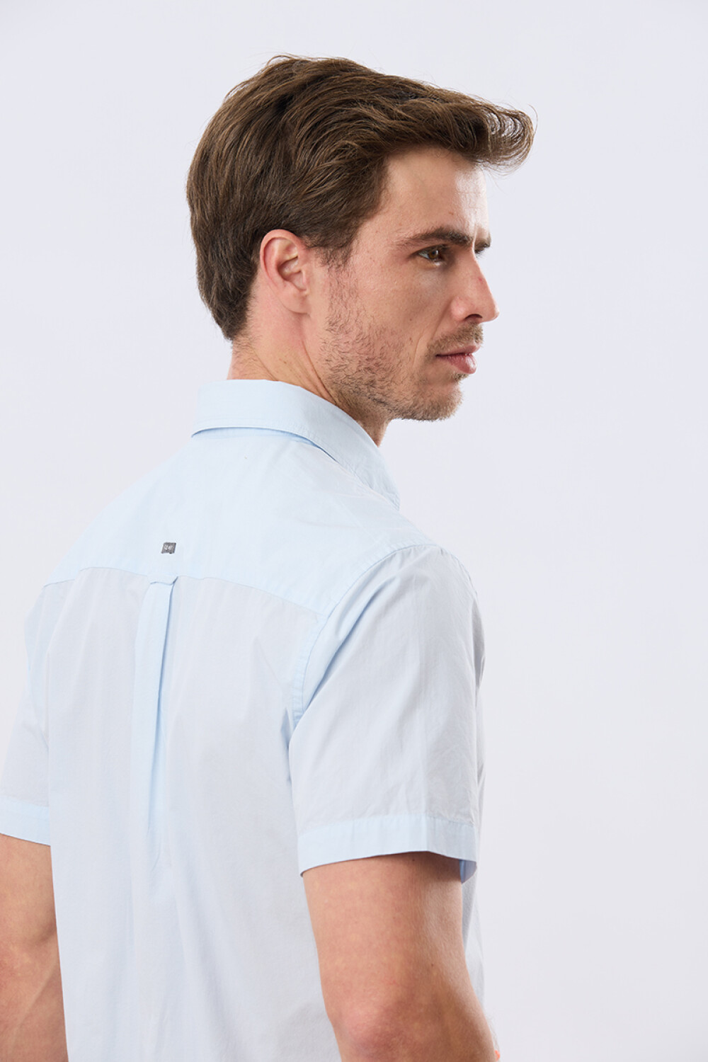 CAMISA CUADROS ALGODÓN Celeste