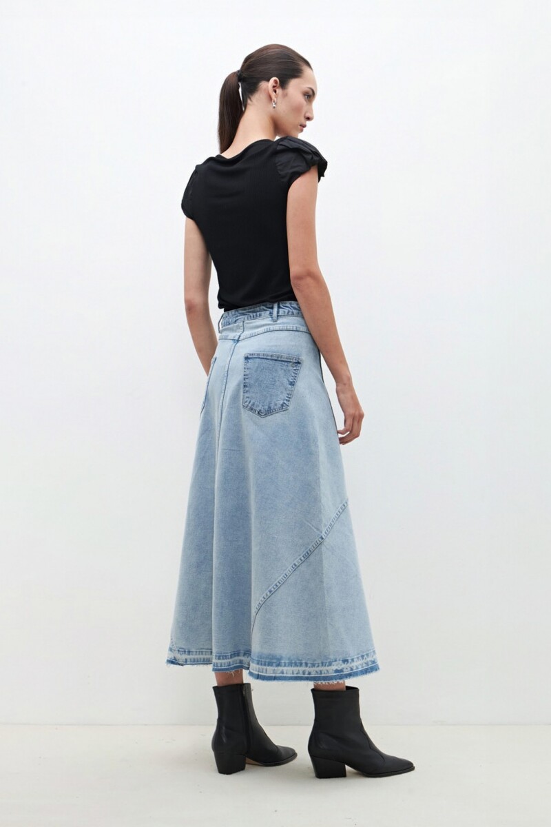Maxi falda de jean bicolor jean medio