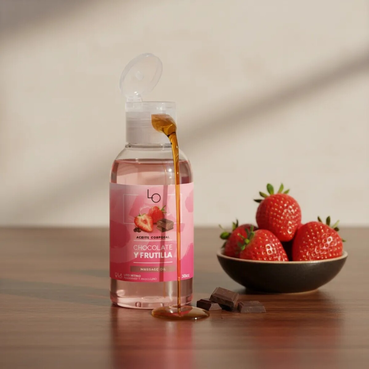 Aceite Para Masajes Sabor a Chocolate y Frutilla 