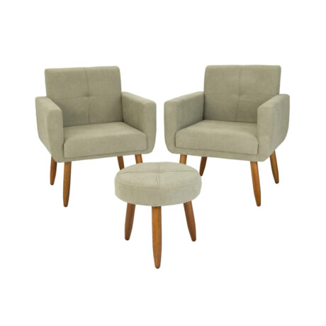 Kit Rustico 2 Poltrona + 1 Puff Havana Verde