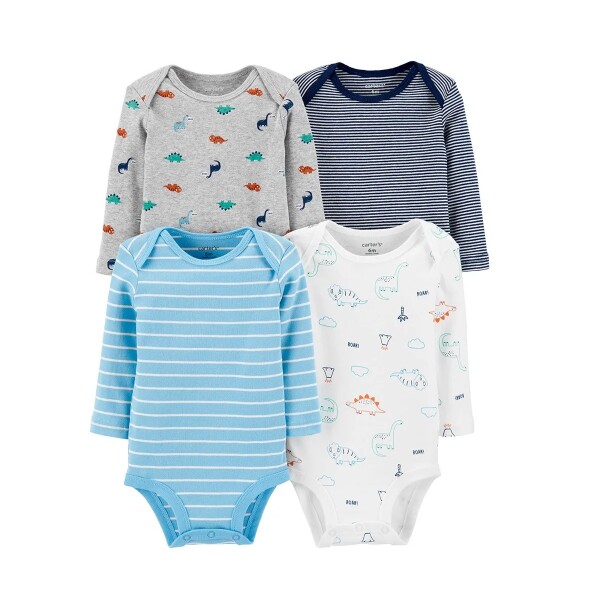 Set Bodies x4 Carters 3M Dino celeste Striped