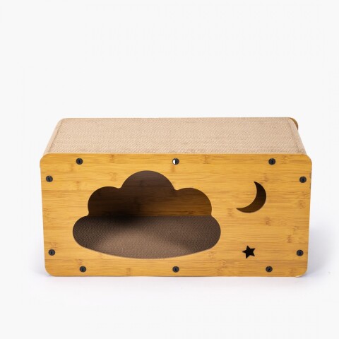 Cama casita de madera con rascador Nube 60*30*30cm Cama Casita De Madera Con Rascador Nube 60*30*30cm