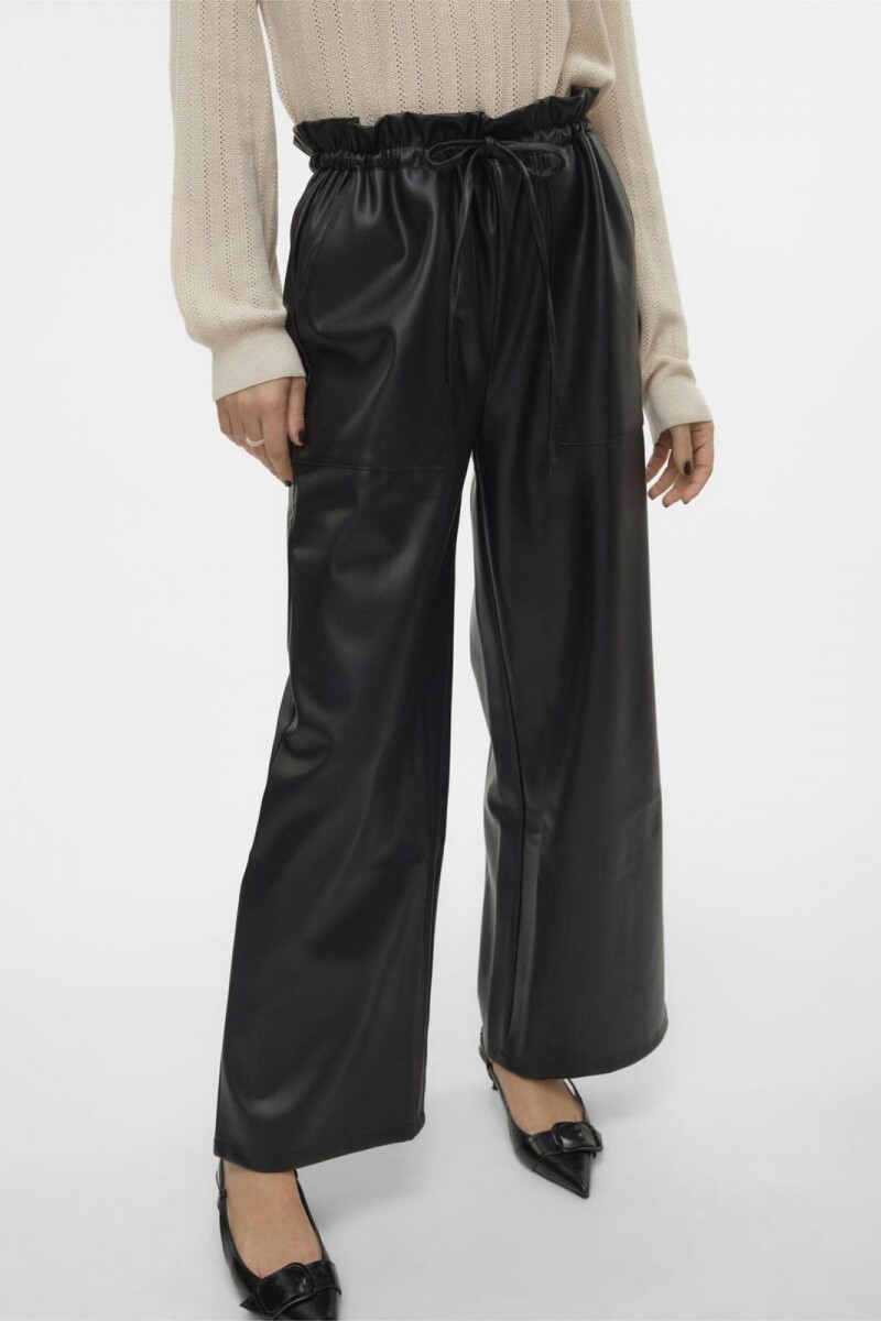 Pantalón Paulina Efecto Piel Wide Black