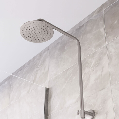 DUCHA EXTERNA BARRAL C/TRANSF SATINADO-CEPILLADO SALEMI GRIS-BRUSHED NICKEL
