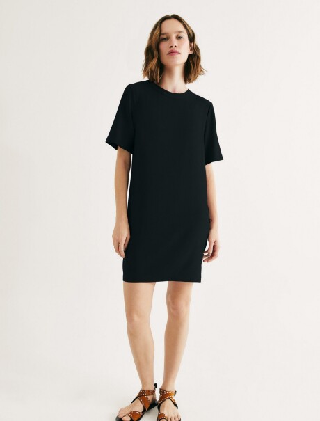 VESTIDO CORTO DE CREPÉ DE VISCOSA NEGRO