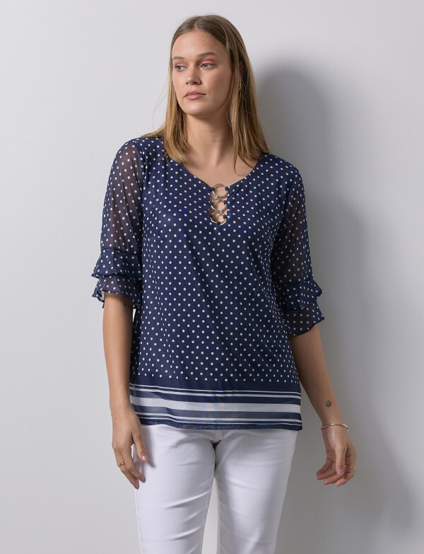 Blusa Microtul Aros AZUL/MULTI