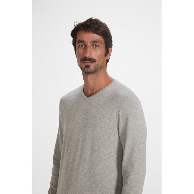 BLUSAO MASCULINO ADULTO (SWEATER) CINZA MESCLA