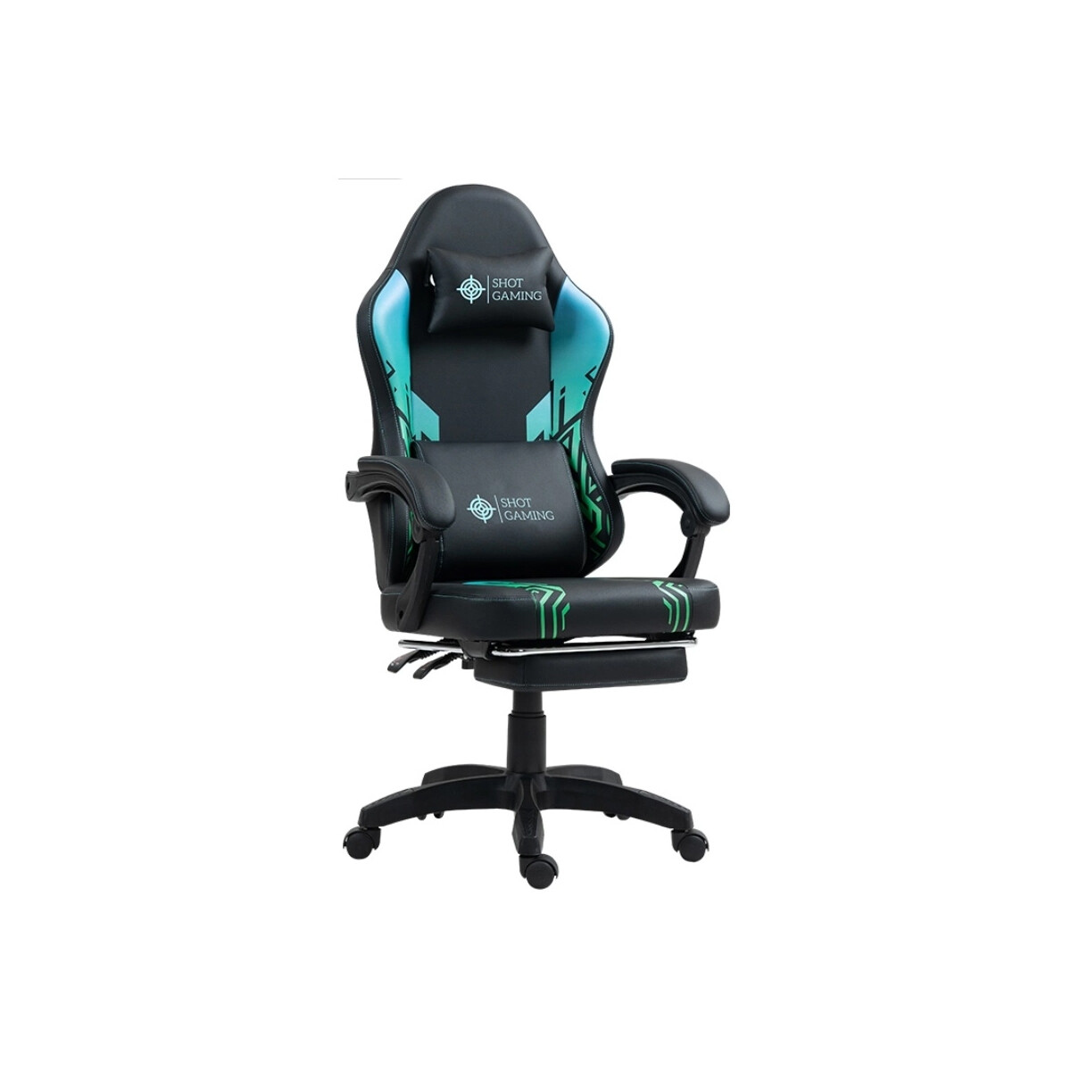 Silla Gamer Shot Gaming Venom con reposapiés Negro y Verde 