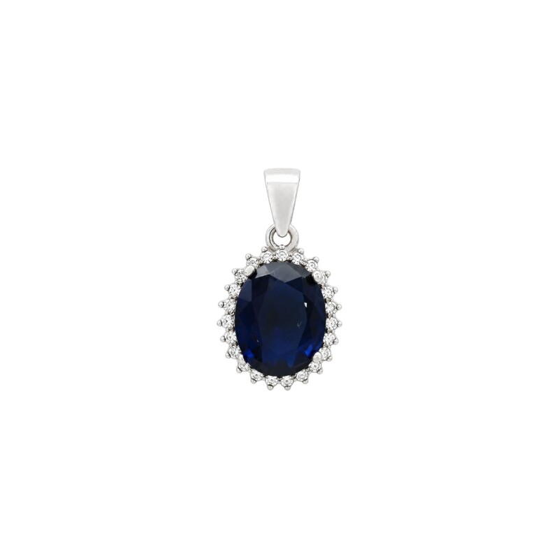 Dije Colgante Flor - Plata 925 - Piedra Zirconia y Zafiro CP4360 conpiedra