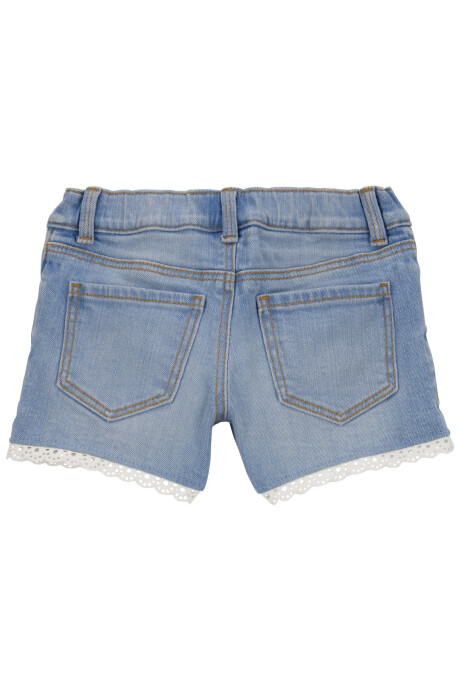 Short jean con detalles de encaje. Talles 2-5T Sin color