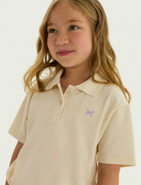POLO OVERSIZED DE PIQUÉ BEIGE