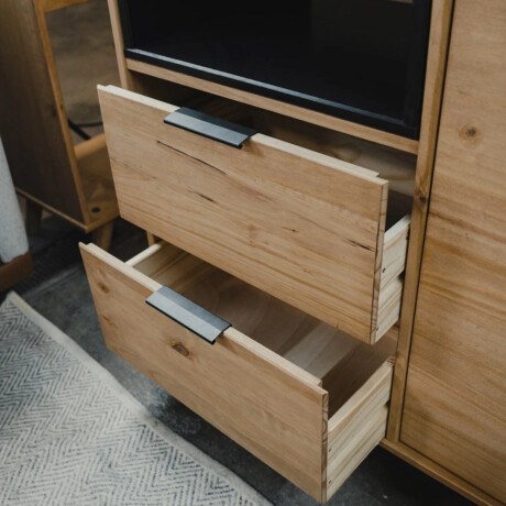 Rack Bargueño Rustico Madera Maciza Linea Denise Miel/Negro