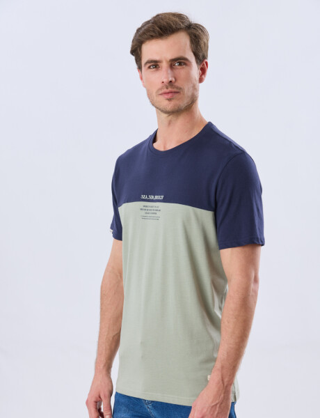 REMERA RAYADA DE ALGODÓN Pistacho