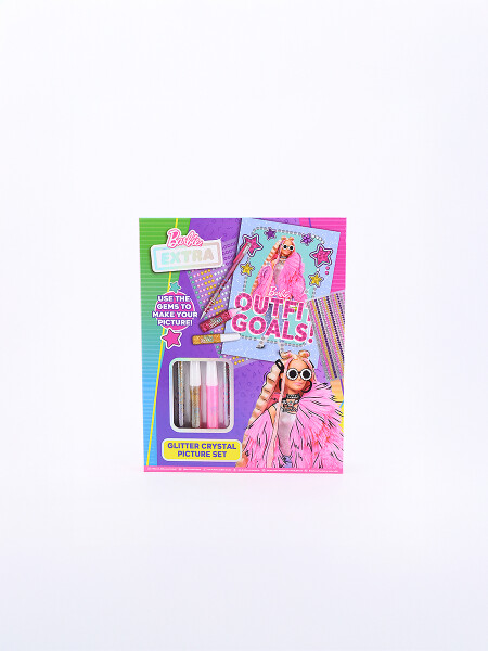 SET BARBIE GLITTER CRYSTAL DISEÑA FOTO ROSADO
