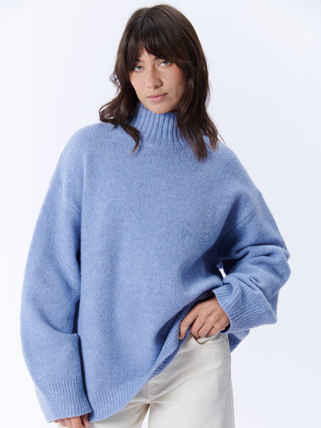 Polera de punto cuello tortuga Celeste Jean