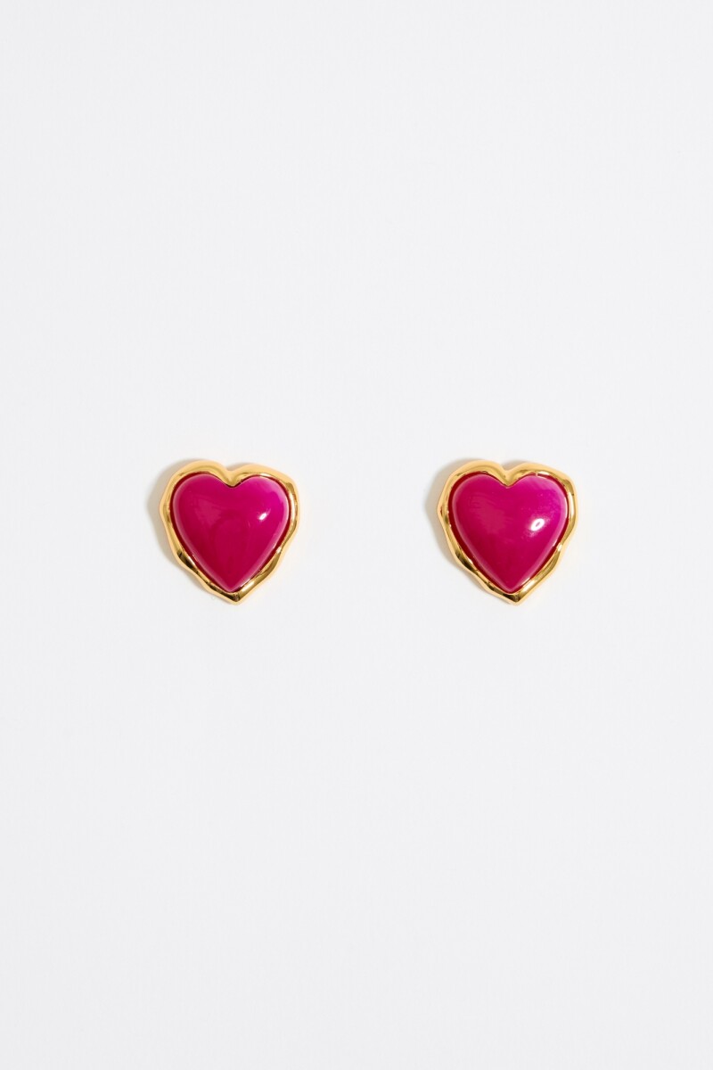 PENDIENTES CORAZON Fucsia