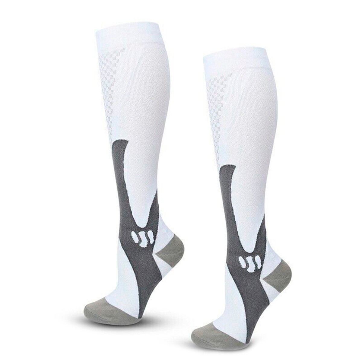 Medias Largas De Compresión Medias Fitness Deportivas - Variante Color Blanco Chico 