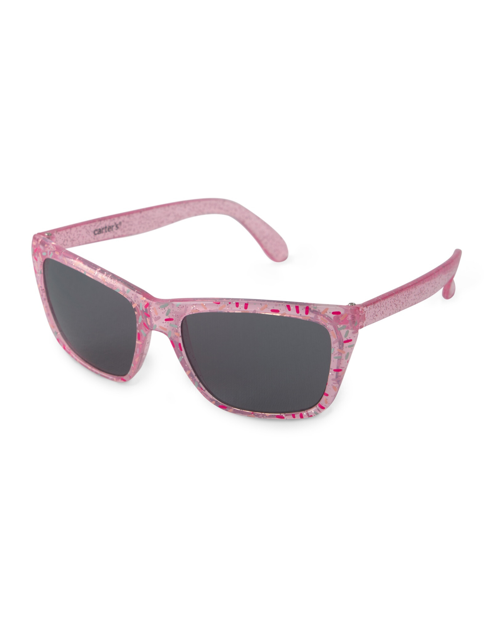 Lentes de sol, protección 100% UVA-UVB, rosados con brillo. Talle 4/7 Sin color