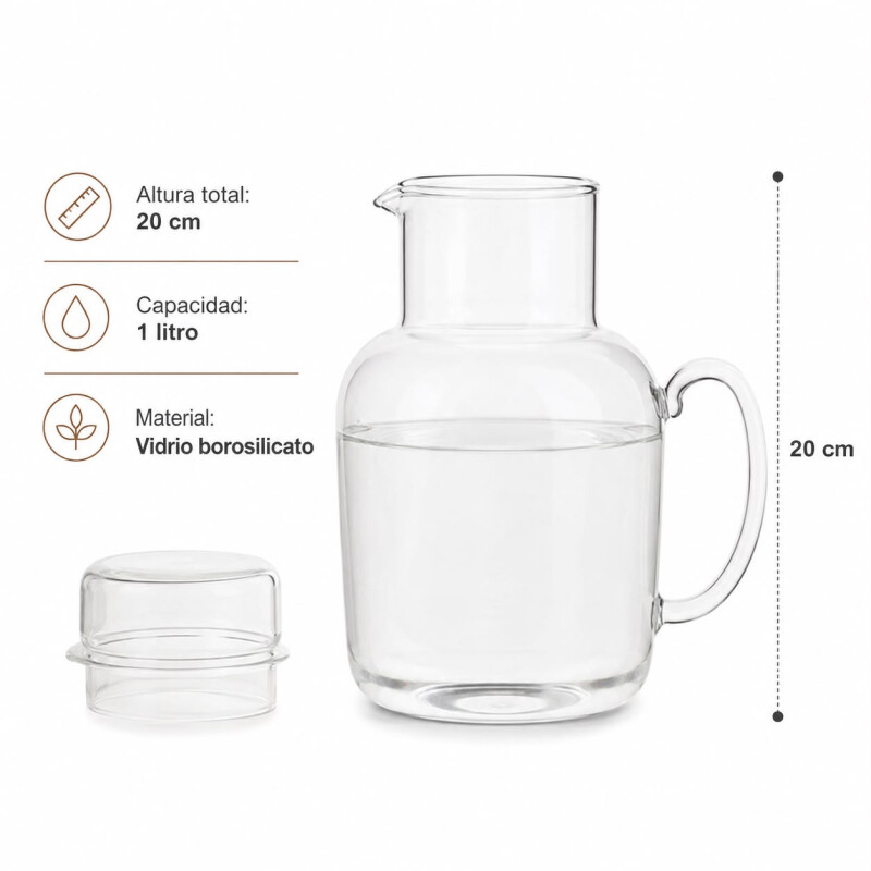 Decantador de Vidrio con Vaso y Asa 1L Decantador de Vidrio con Vaso y Asa 1L