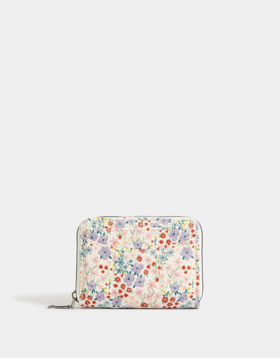 Billetera Con Bolsillo - Estampado Flores 