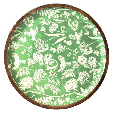 Plato de Madera de 23,5 cm Pajaros Verde