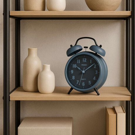 Reloj despertador retro metálico con doble campana 10*17 Azul