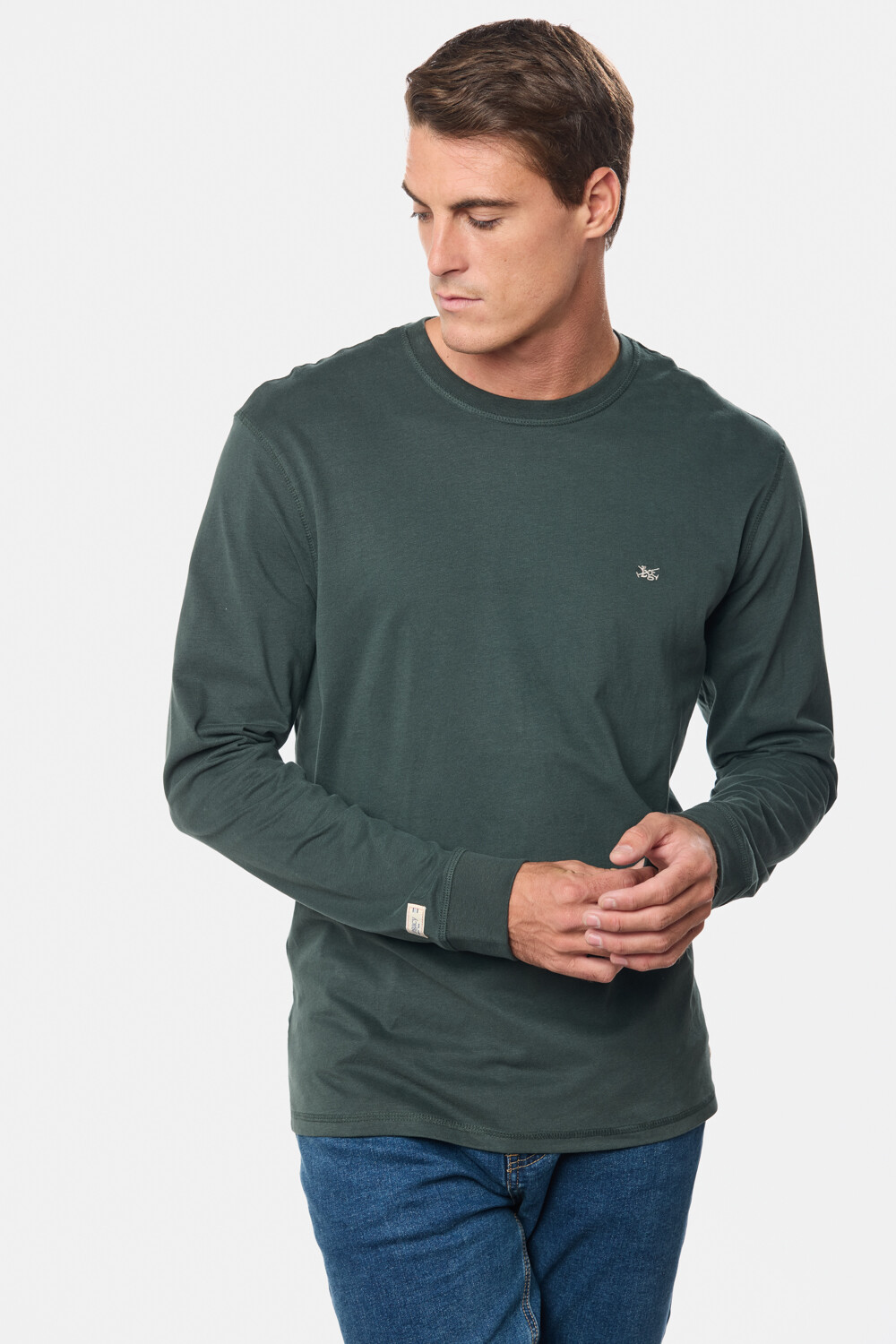 REMERA LISA DE ALGODÓN Verde Oscuro