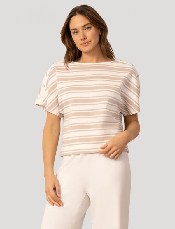 Remera Botones En Hombro MULTI/BEIGE