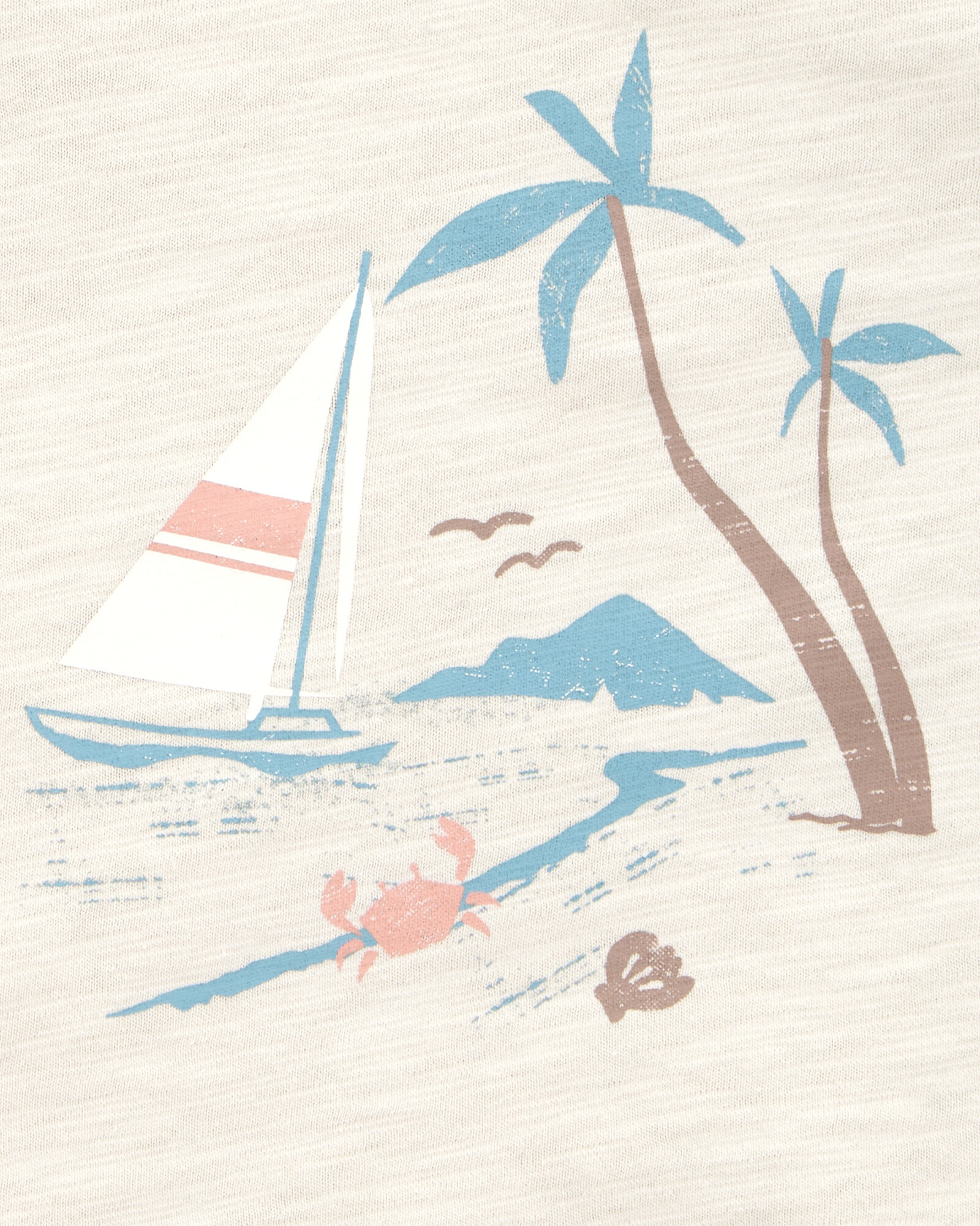 Set tres piezas de algodón, short, camisa y remera manga corta, diseño playa Sin color