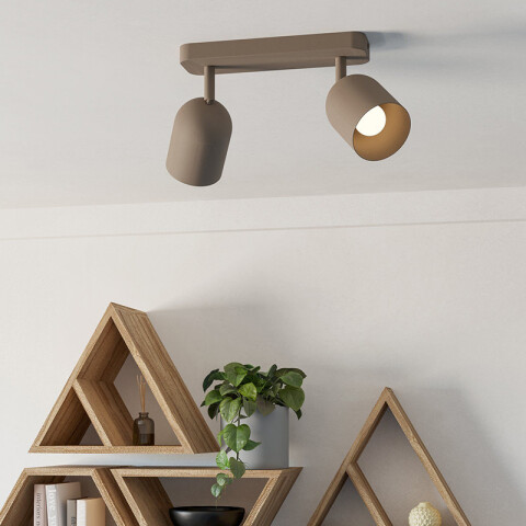Aplique de pared orientable acero beige 2xE14 EG6172