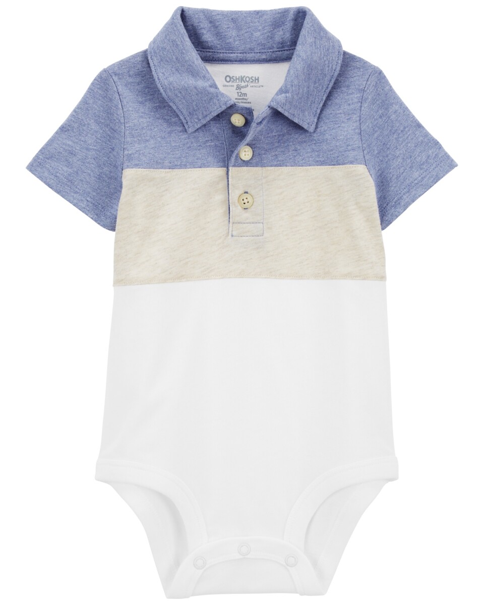 Body polo de algodón, manga corta, diseño colorblock 