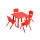 Pack Mesa Infantil Lumax Cuadrada + 4 Sillas Rojo