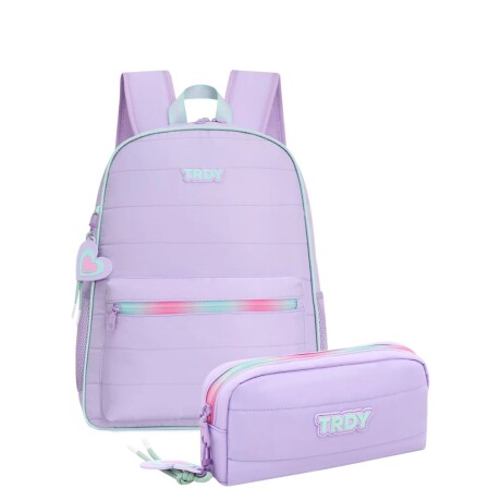 Mochila Rainbow + cartuchera Lila