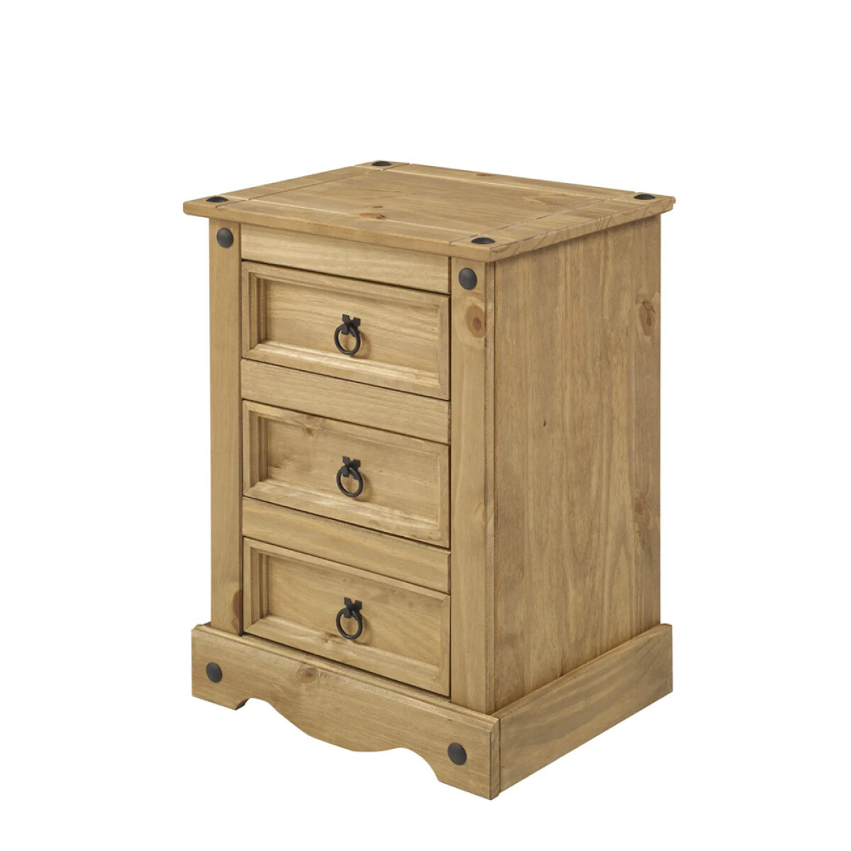 MESA DE LUZ O NOCHE 3 CAJONES EN MADERA MACIZA - LÍNEA MEXICANA - MARRÓN 