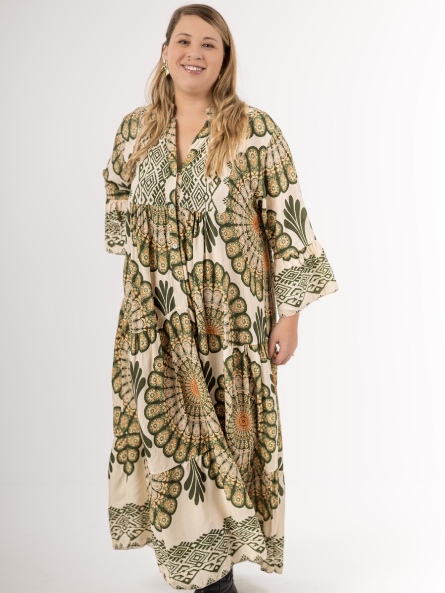 Vestido largo 100% viscosa Made in a Italy Verde