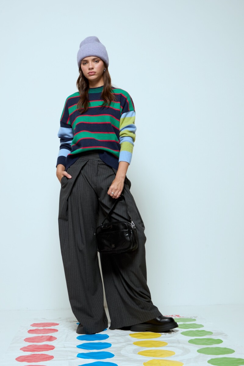 Sweater tejido franjas multicolor