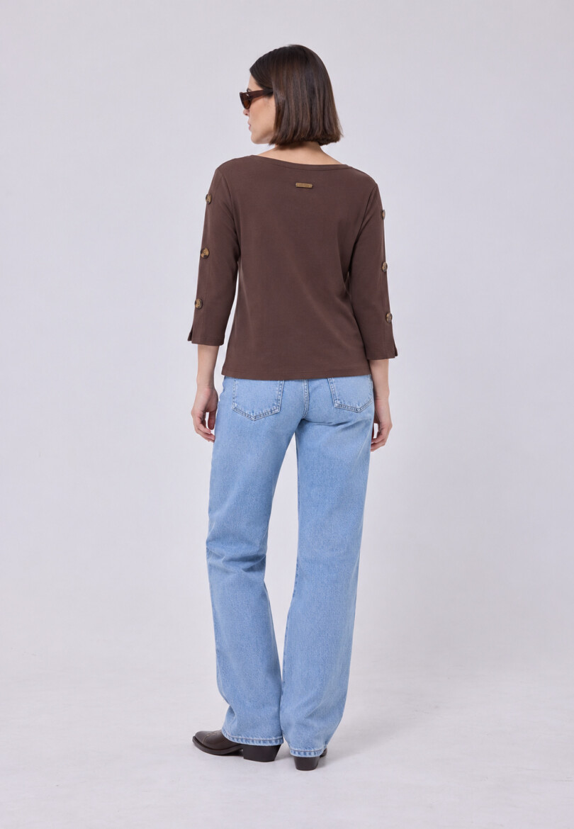 Remera Botones Chocolate