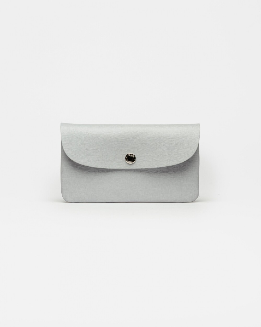 Sobre Santina en cuero grabado saffiano Celeste Gris