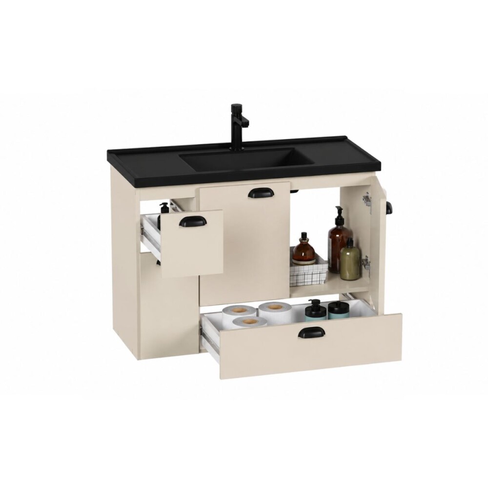Mueble de baño suspendido Nuevo Orquídea 80cm Nude Bacha negra Mueble De Baño Suspendido Nuevo Orquídea 80cm Nude Bacha Negra