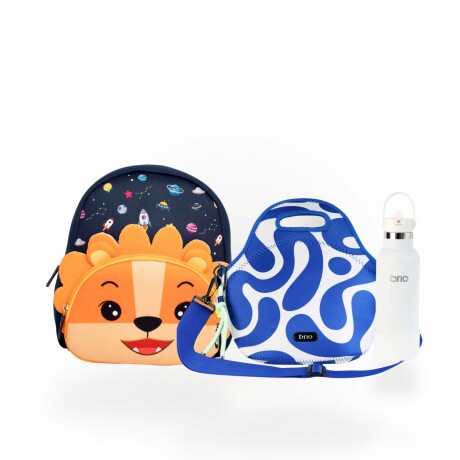 Set de mochila infantil de neopreno, lunchera de neopreno con correa ajustable y botella de acero inoxidable 500ml brio set-sunny