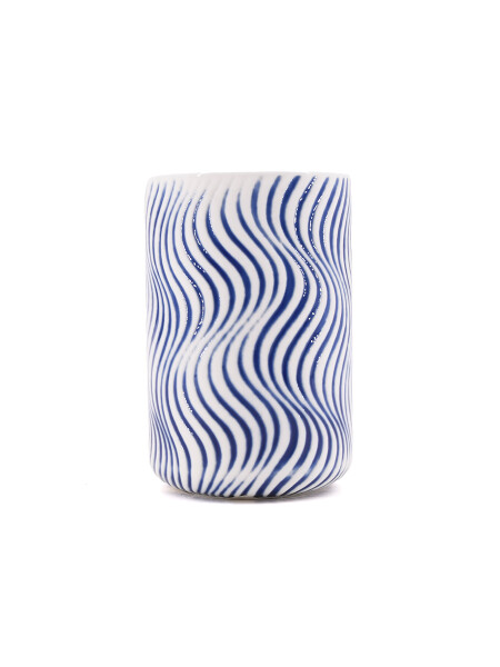 PORTACEPILLO CERAMICA ONDAS AZUL