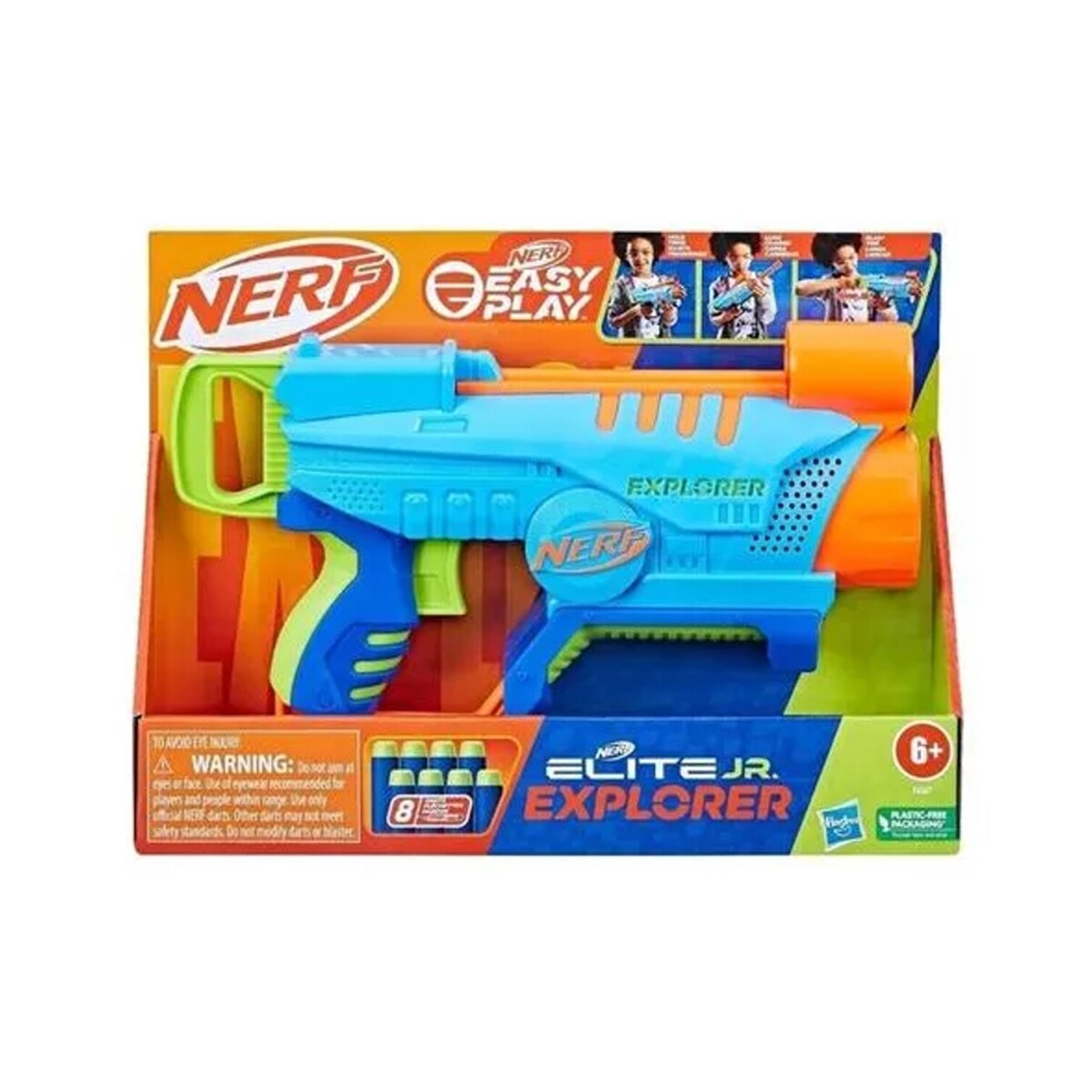 Lanzador de dardos Nerf Elite Junior Explorer + 8 dardos Hasbro - Azul marino 