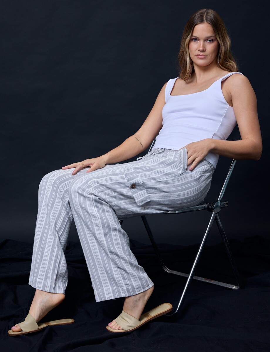 Pantalon Cargo Lino - Gris/multi 