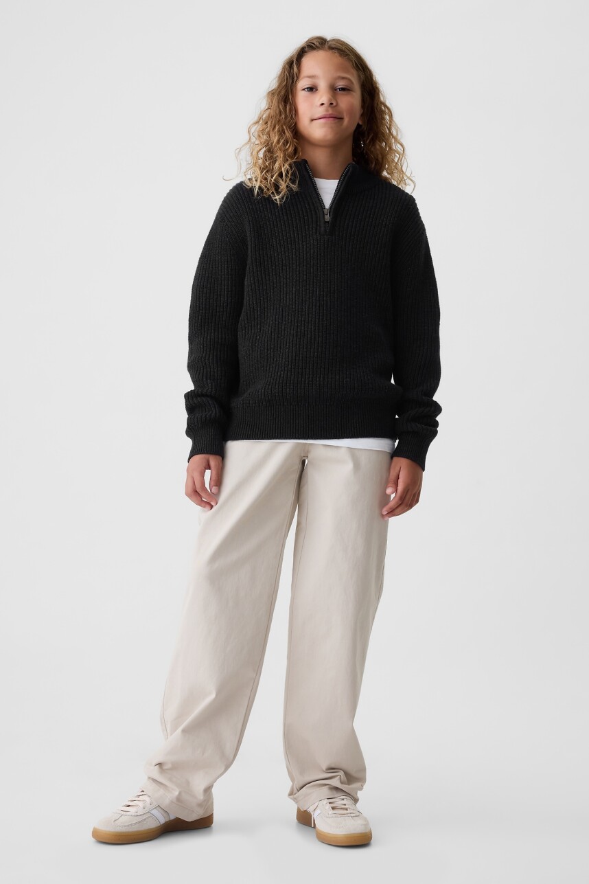 Buzo Algodón Medio Cierre Niño Black Heather