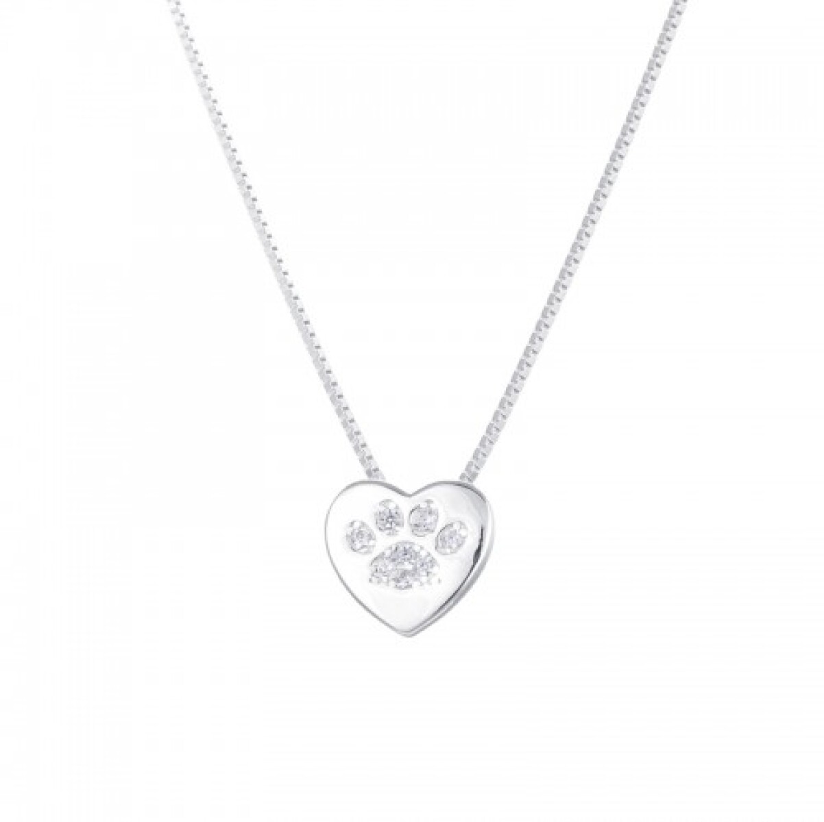 Conjunto de cadena y dije de plata 925 con circonias, HUELLITA. 