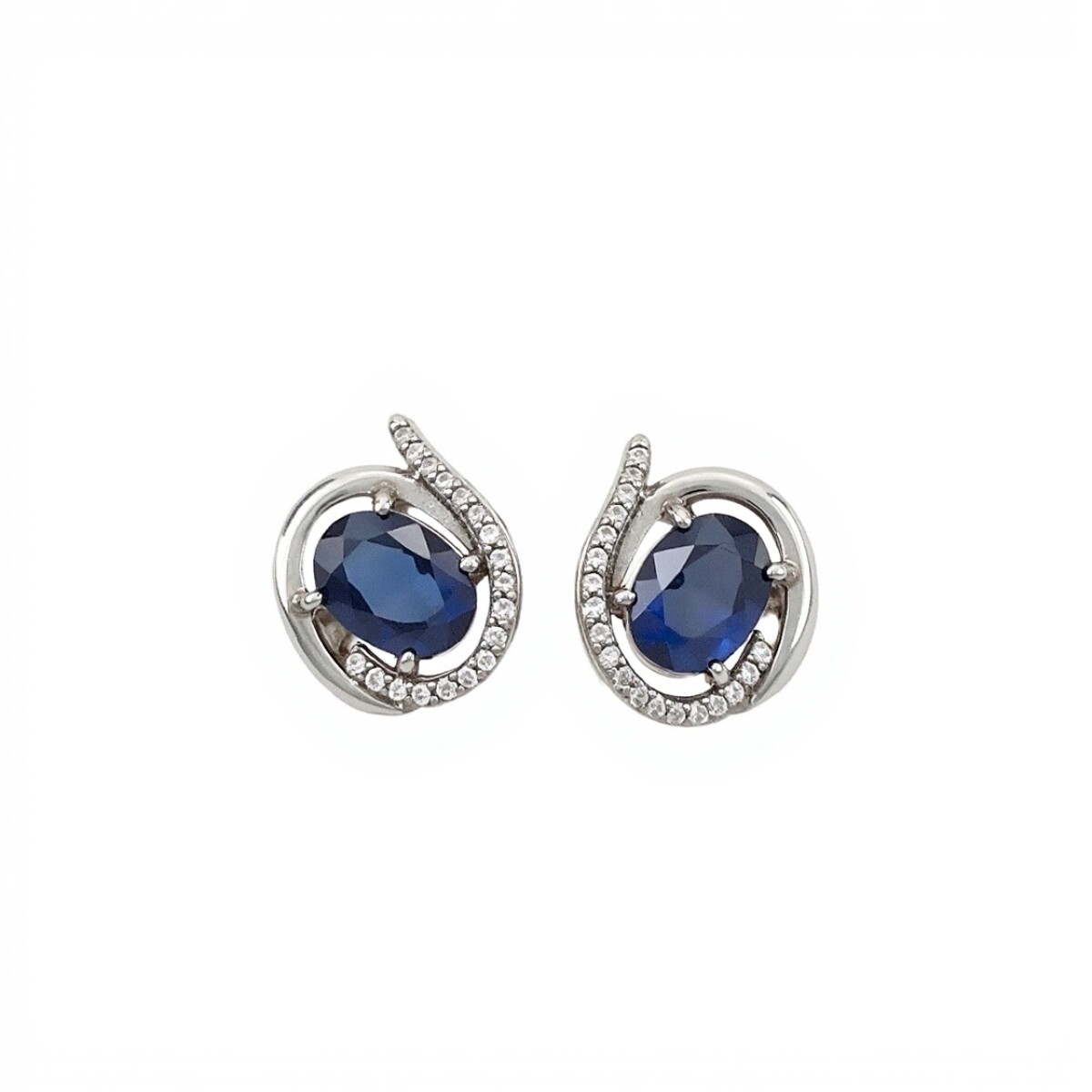 Caravanas Vintage-Plata 925-Piedra Zafiro y Zirconia-CA3059 - conpiedra 