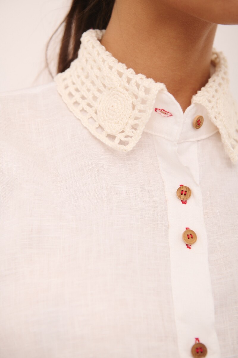 CAMISA AZAR CROCHET Blanco