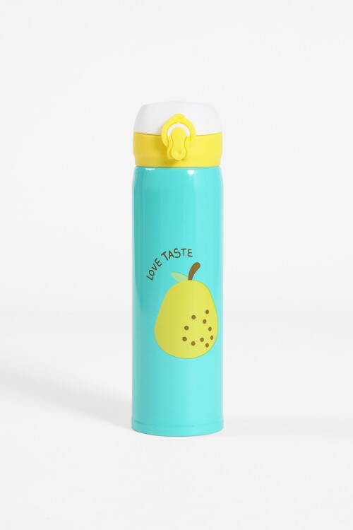 Botella de acero inoxidable con dibujo frutales - UNISEX CELESTE