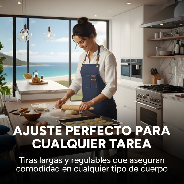 Delantal Gastronómico Jean Cocina Barbería Asado Chef Taller Color Azul